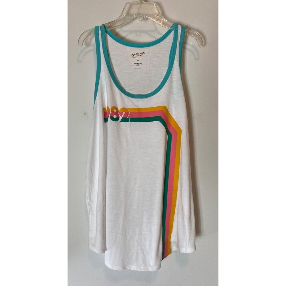 Arizona Jean Co. 1982 Rainbow Tank Top XXL White & Blue Mens Sleeveless Shirt